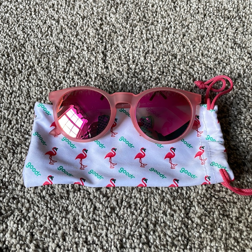 Goodr “Influencers Pay Double” Pink Sunglasses